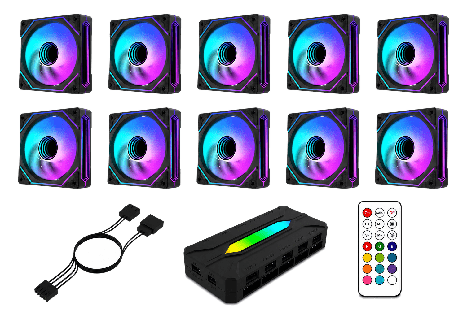 Kit OBSID AirForge F120 com 10 ventoinhas, controladora e controle remoto
